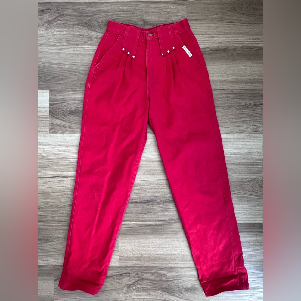 Vintage 80 90s Rocky Mountain Rockies Red High Waist Denim Western Cowgirl Jeans